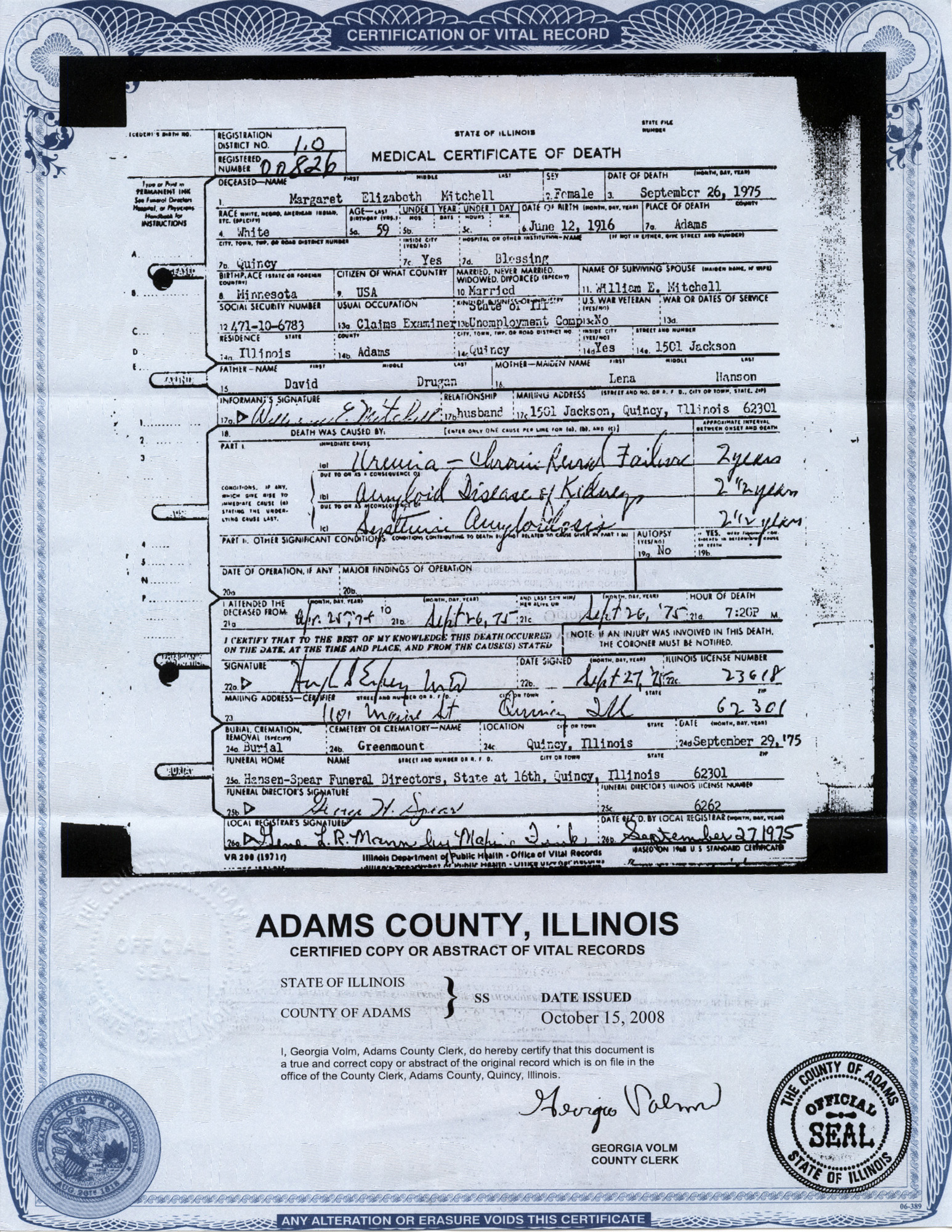 Margaret Elizabeth Drugan - Death Certificate  (9070 KB)
 
(Click on Picture to View Full Size)